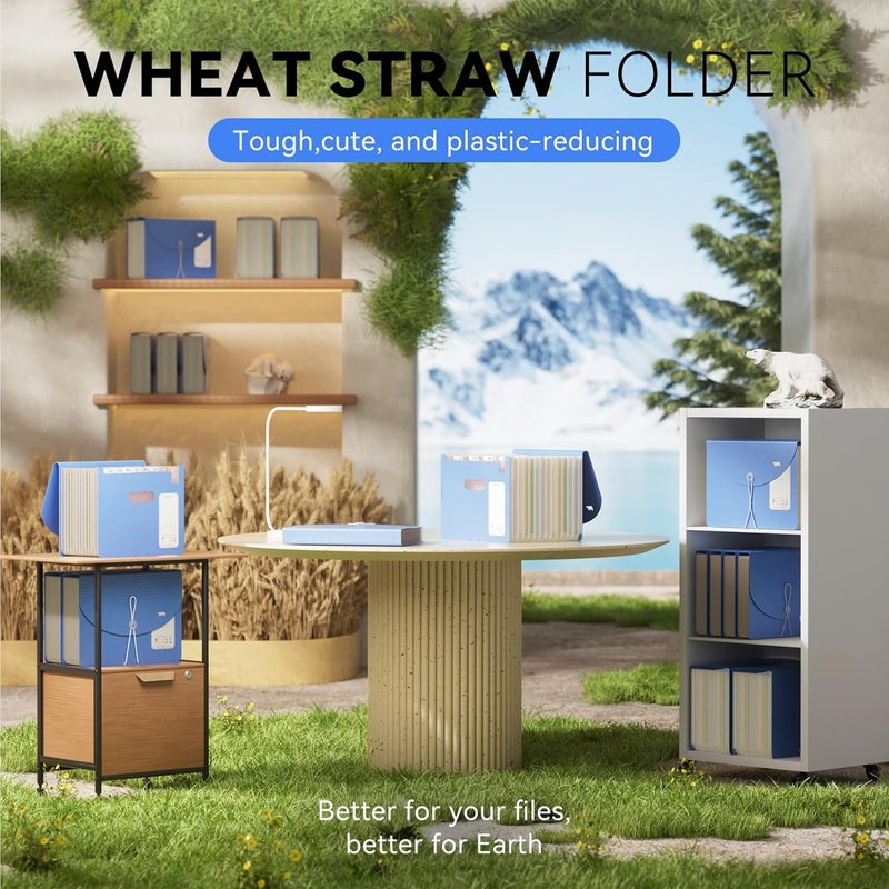 EcoStash 13-Pocket Accordion File Organizer,Wheat Straw Expanding File Folder with Polar Bear Cut-Out,Portable Monthly Paper Bill Tax Receipt Organizer, Letter A4 Size -UN Blue Polar Bear - Image 5